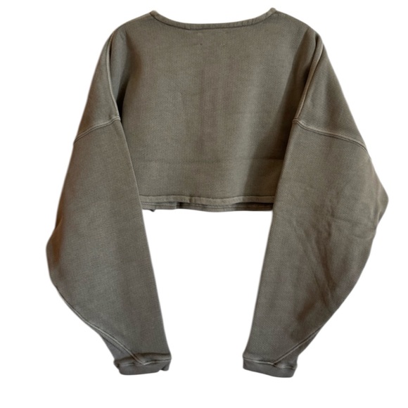 NWT Joah Brown Henley Crop Sweatshirt Vetiver Green S/M - Picture 9 of 10